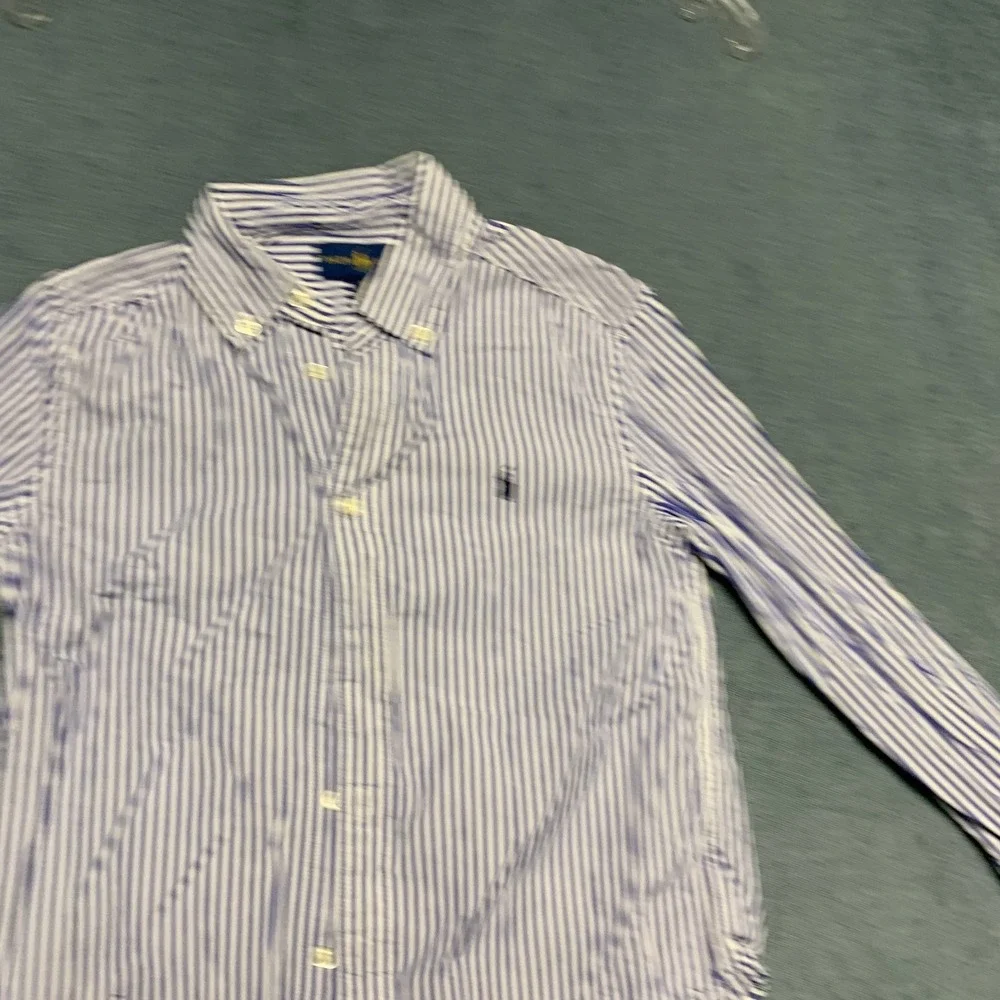 Ralph Lauren Shirt Boys 6 Blue White Striped Long Sleeve Classic Button Down